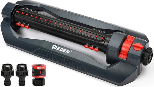 Eden 94112 3-Way Turbo Oscillating Sprinkler for Large Yard and Lawn W/Quick Connect Starter Set, Covers up to 4,499 sq. ft