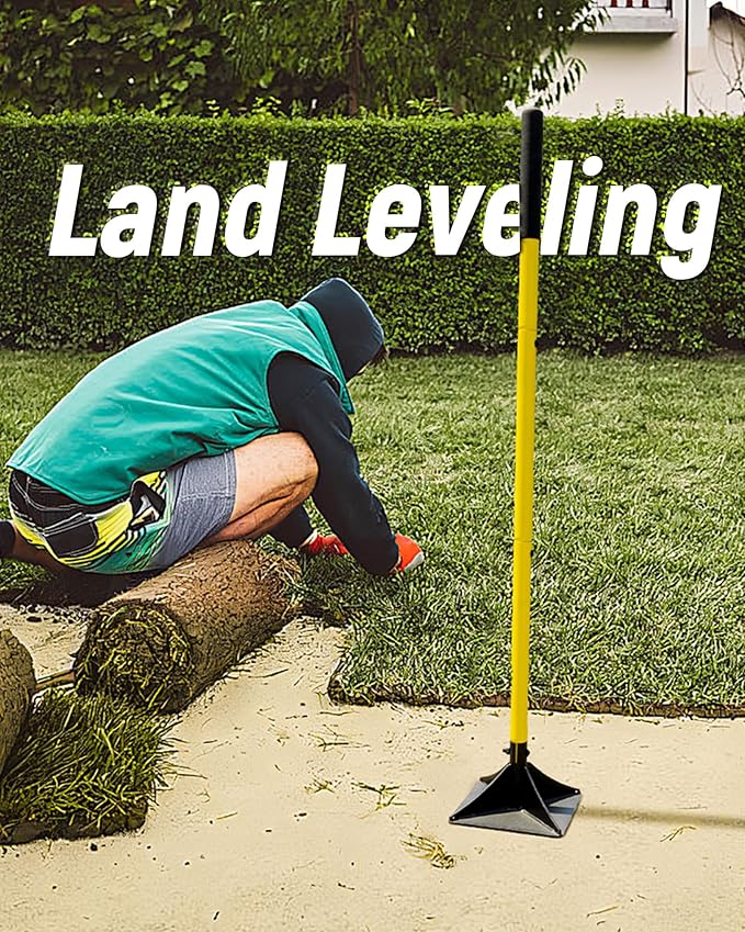 8"x8" Steel Tamper with 48" Handle, Heavy Duty Hand Compactor Tool for Leveling Soil, Gravel, Sand, Asphalt, Ground, Paver, Driveway, Garden, Yard, and Blacktop Repair