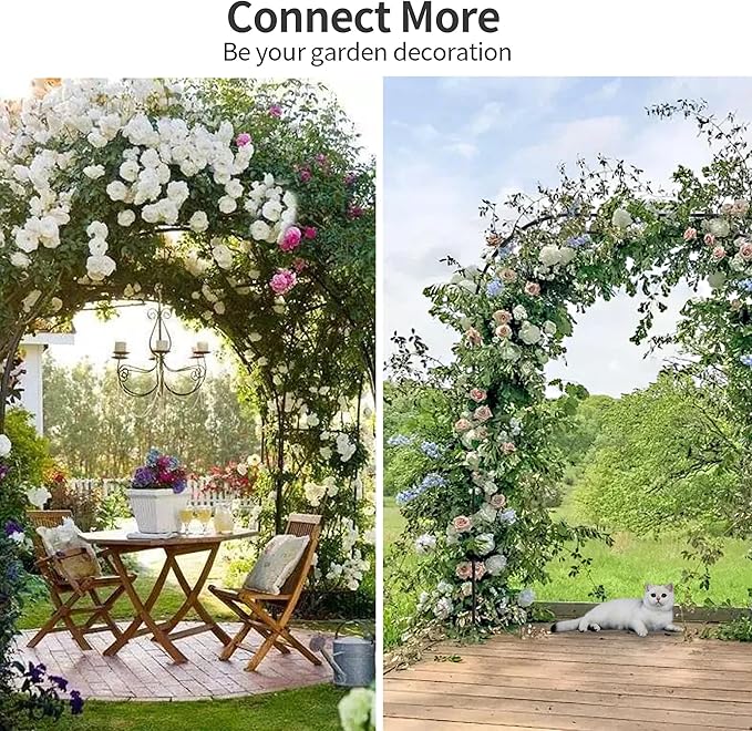 Garden Arch Trellis, Trellis Arch for Climbing Plants Outdoor, 8.2 x 7.9FT Metal Full Garden Arbor, Garden Trellises for Patio Lawn Backyard, Large Archway Decoration Black 98.4" x 94.5in