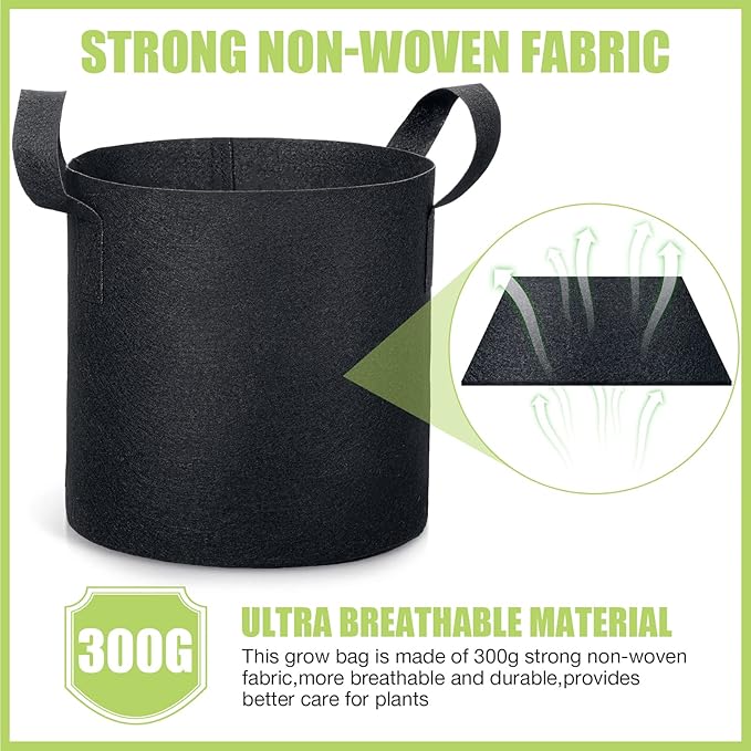 Boao 30 Pack 3 Gallon Grow Bags Aeration Fabric Pots for Plants with Handles Thickened Non Woven Grow Pots Bulk Plant Bags for Garden Vegetable Flower