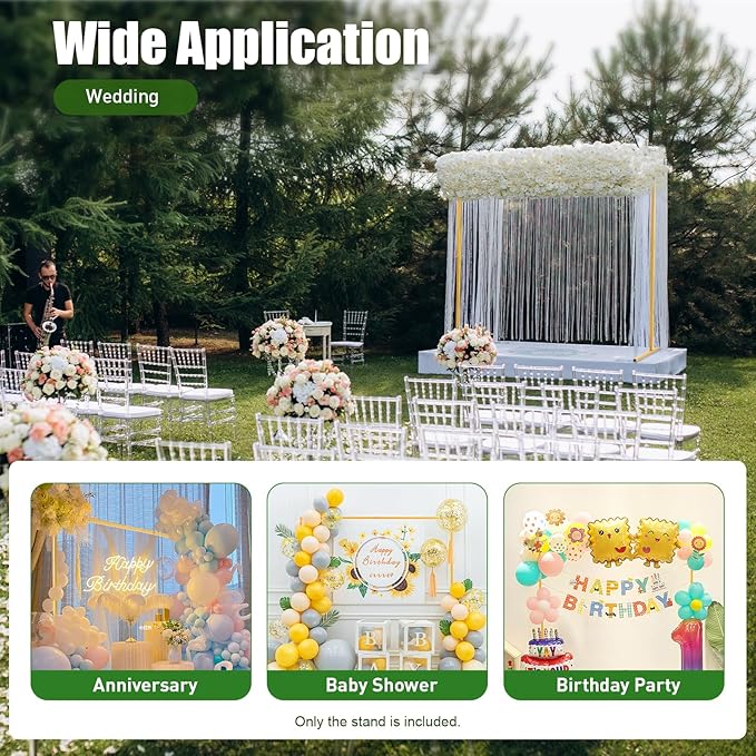 6.6*6.6FT Wedding Arch Stand for Ceremony Gold Square Modern Metal Balloon Arch Stand Kit Garden Floral Arch Frame Background for Anniversary Birthday Party Decoration Home Garden Outdoor Lawn Decor
