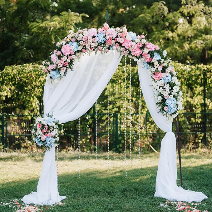 GOFLAME Metal Garden Arch, Rose Garden Arbor for Various Climbing Plant, Outdoor Lawn Backyard, Gothic Style Arch Stand Wedding Party Ceremony Decoration