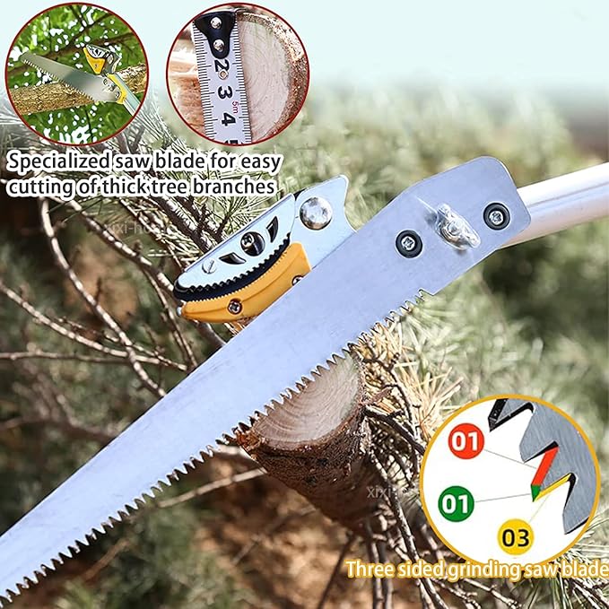 xixi-home Cut and Hold Pruners 4.2-7.2 Ft Long Reach Pole Saw Pruning Shears and Hold Bypass Pruner Extendable Tree Trimmer with Dedicated Serrations Telescoping Fruit Picker