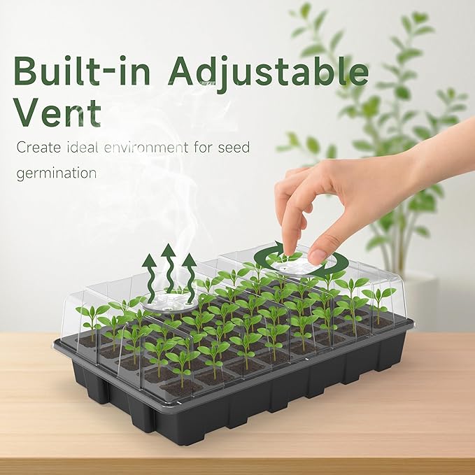 Gardzen 10-Set Garden Propagator Set, Seed Tray Kits with 400-Cell, Seed Starter Tray with Dome and Base 15" x 9" (40-Cell Per Tray)