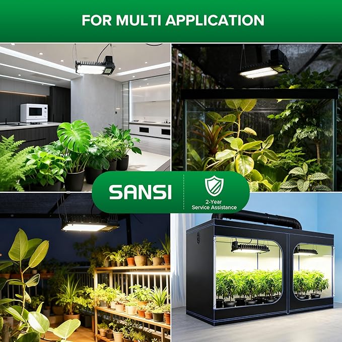 SANSI Grow Lights for Indoor Plants Full Spectrum, 100W(750W Equiv) Plant Light with Optical Lens for High PPFD, 4-Level Dimmable Panel Grow Light with 4/8/12 Hrs Auto On/Off for 2x3ft Grow Tent