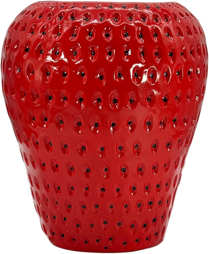 Galt International 18" Red Strawberry Stool Side Table Home Decor Plant Stand Garden Indoor Outdoor Decorations
