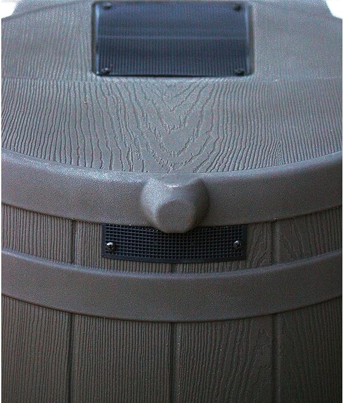 Good Ideas Rain Wizard 50 Gallon Plastic Outdoor Home Rain Barrel Water Storage Collector with Brass Spigot and Flat Back Design, Oak (3 Pack)