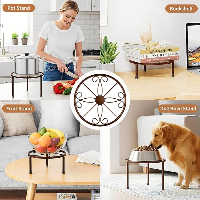 5-Pack Decent Metal Plant Stands, Heavy Duty Flower Pot Stands for Multiple Plant, Anti-Rust Iron Plant Pot Shelf, Decoration Racks for Home Indoor and Outdoor(BrownS)