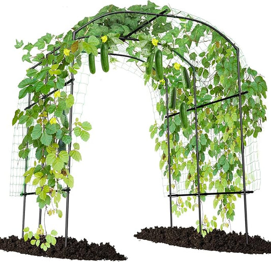 DoCred Large Garden Arch Trellis for Climbing Plants, 87'' H x 75'' L x 71'' W Outdoor Grape Vine Trellises Arch Arbor Gazebo, Grape Trellis for Climbing Plants, Courtyard and Garden Decoration, Black