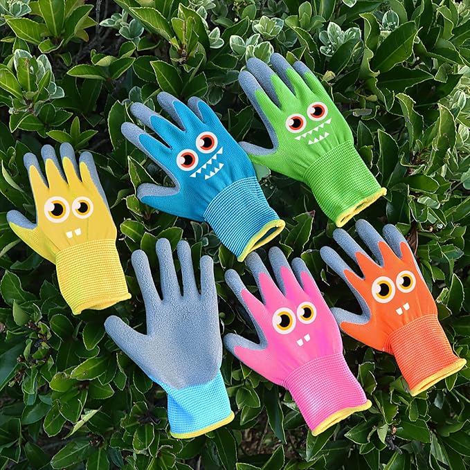 12 Pairs Kids Garden Gloves Children Gardening Gloves Rubber Coated Yard Work Gloves for Toddlers Boys Girls (Large (Age 9-11))