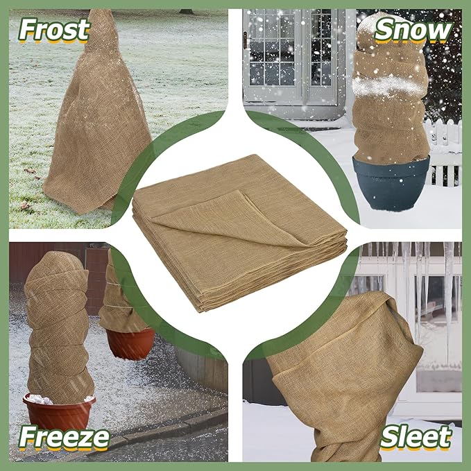 ANPHSIN 75ftx40in Large Burlap Plant Covers Freeze Protection - Winter Frost Blankets Cloth Natural Burlap Fabric Roll for Outdoor Bushes Trees Potted Plants Cold Weather