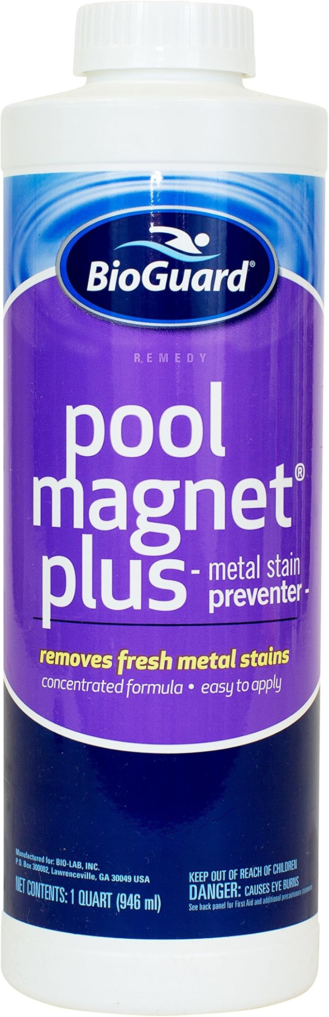 BioGuard Pool Magnet Plus, 1 Quart, Concentrated Formula, Metal Stain Preventer, Works Quickly & Easy to Apply Effective Pool Maintenance