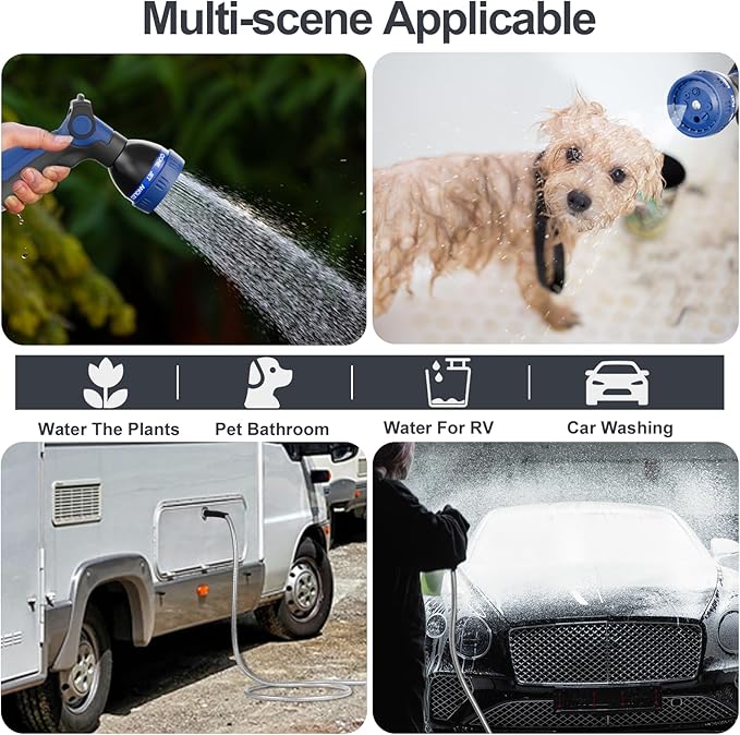 SPECILITE 100ft 304 Stainless Steel Garden Hose Metal, Heavy Duty Water Pipe with Nozzles for Yard, Outdoor - Flexible, Never Kink & Tangle, Puncture Resistant (Sliver)