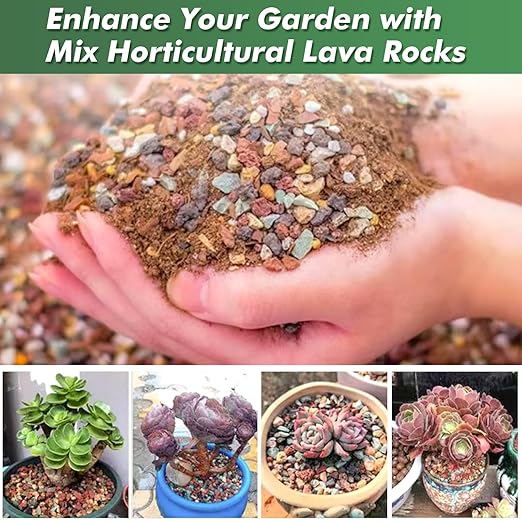 11 Pounds Mix Horticultural Lava Rocks, 5-8 mm Lava Rocks for Plants, Bonsai Rocks Horticultural Grit Soil Cover Gravel for Succulents and Hydroponics, Fairy Gardening, Top Dressing, Plant Drainage
