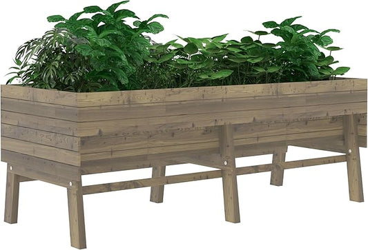 MUPATER 7-in-1 Raised Garden Bed Outdoor for Vegetables with Legs, Large Elevated Garden Planter Box Wooden with Liner Design for Herbs, Flowers, Brown