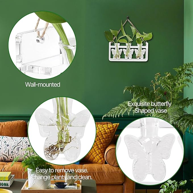 Clear Plant Propagation Station Plants Terrarium Planter Vase Birthday Gifts for Women in Acrylic Stand Home Office Garden Decor