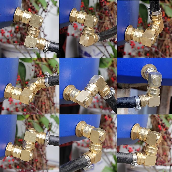 Garden Hose Elbow 90Degree Solid Brass Right Angle 3/4 GHT Swivel Extension Fitting Connector (2 PCS)