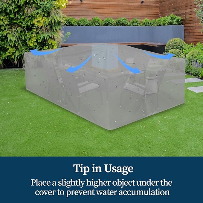 Easy-Going Rectangle Patio Furniture Cover Waterproof Outdoor Dining Table and Chair Cover Anti-UV Outside Sectional Sofa Set Covers (110"L x 84"W x 28"H, Grey)