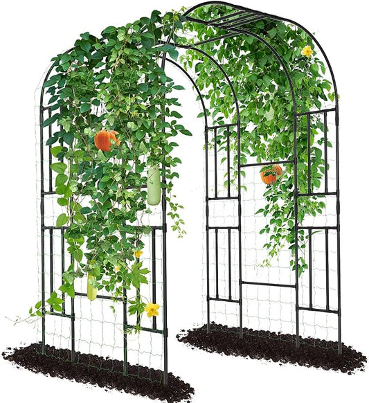 DoCred Large Garden Arch Trellis for Climbing Plants, 87'' H x 59'' L x 47'' W Outdoor Grape Vine Trellises Arch Arbor Gazebo, Grape Trellis for Courtyard and Garden Decoration, Black