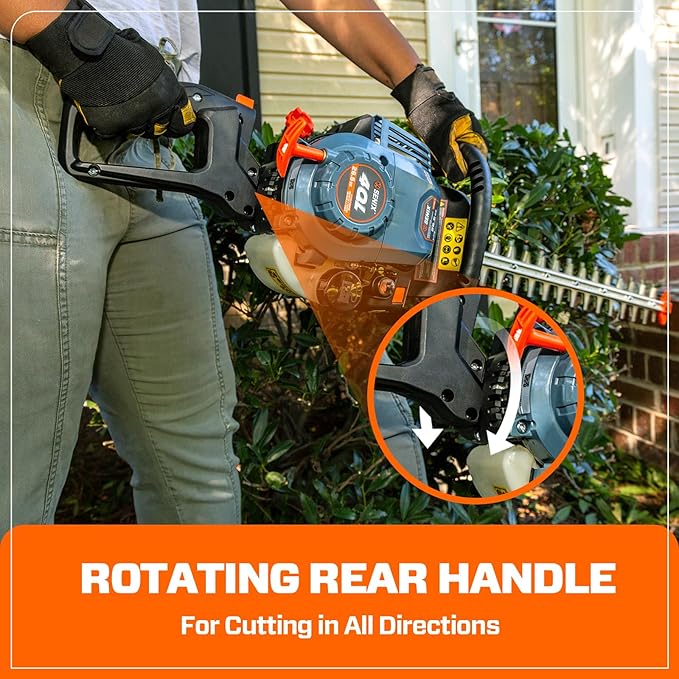SENIX 4QL 26.5 cc 4 Cycle 22-Inch Gas Hedge Trimmer, Garden Tool to Trim Shrubs,Bushes,and More,Double Sided Dual Action Blades,1-1/8" Cutting Capacity,Includes Blade Cover and Safety Glasses(HT4QL-L)