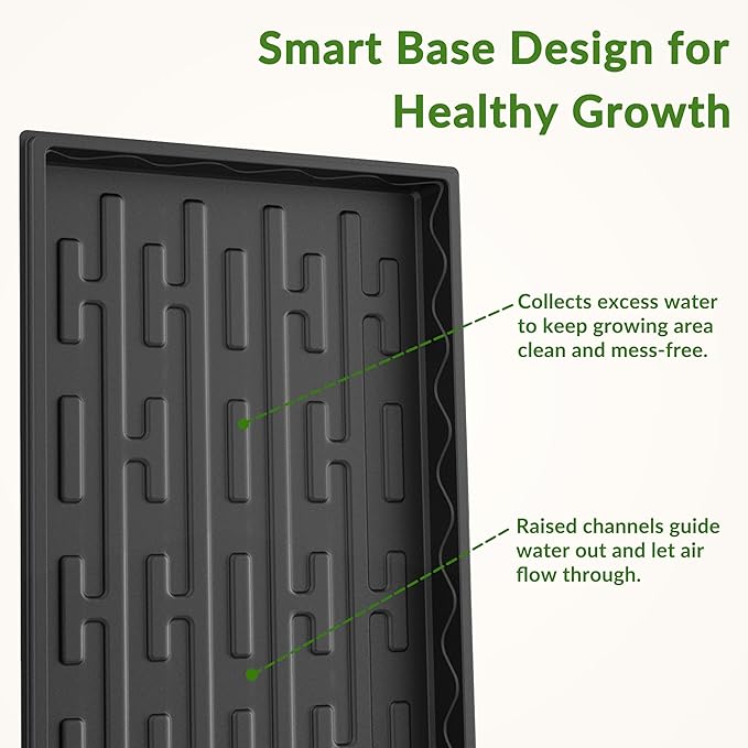 Gardzen 10-Pack 1020 Growing Trays, Reusable Plant Grow Trays, Ideal for Seed Starting, Microgreens, Indoor Gardening, and Greenhouse Plant Nurseries