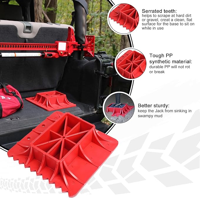 Seven Sparta Off-Road Base Compatible with Hi Lift Jack PP Pad to Alleviate Jack Hoisting Sinkage (Red)
