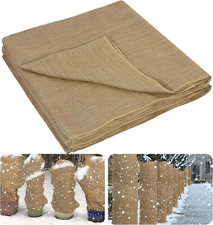 ANPHSIN 50ftx40in Large Burlap Plant Covers Freeze Protection - Winter Frost Blankets Cloth Natural Burlap Fabric Roll for Outdoor Bushes Trees Potted Plants Cold Weather