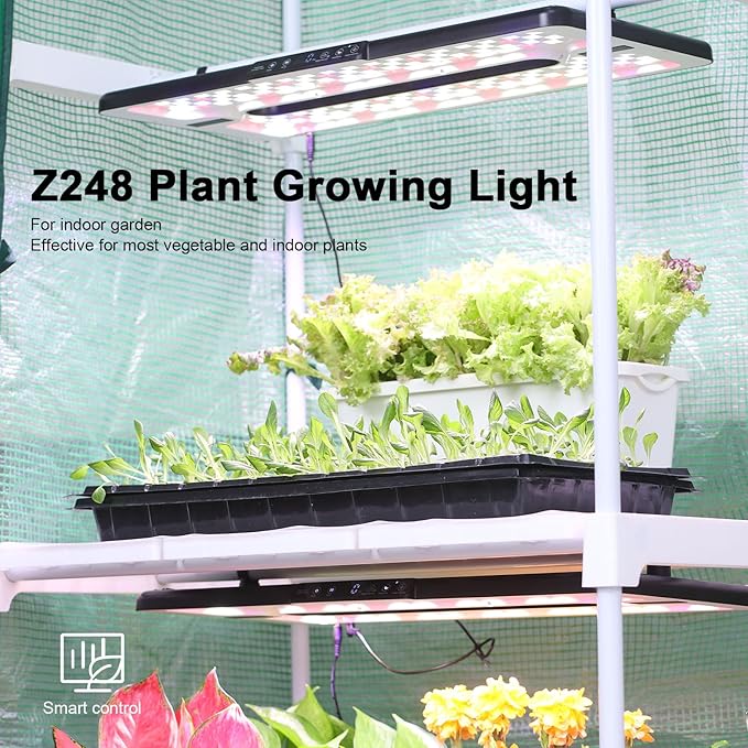 22" x 10" Grow Lights for Indoor Plants and Vegetables, Full Spectrum LED Growing Lamp for Indoor Garden Greenhouse - Features Two Smart Light Mode, 12~23H Timer - 1 Pack (1 Pack Black)