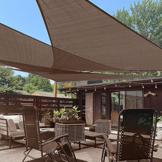 LOVE STORY Custom Size 9'x9'x9' Brown Sun Shade Sail Triangle Sunshade Fabric Awning Canopy for Patio Backyard Carport Pergola (Customized)