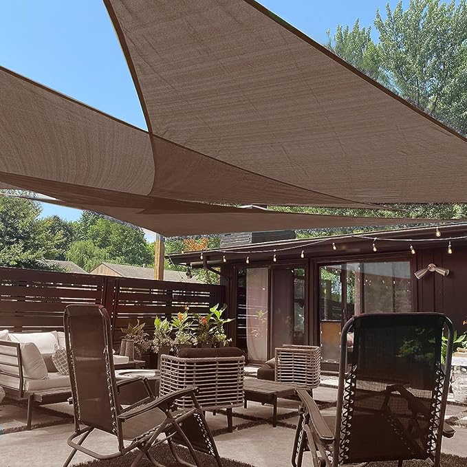 LOVE STORY Custom Size 8'x12'x14.4' Brown Sun Shade Sail Right Triangle Sunshade Fabric Awning Canopy for Patio Backyard Carport Pergola (Customized)