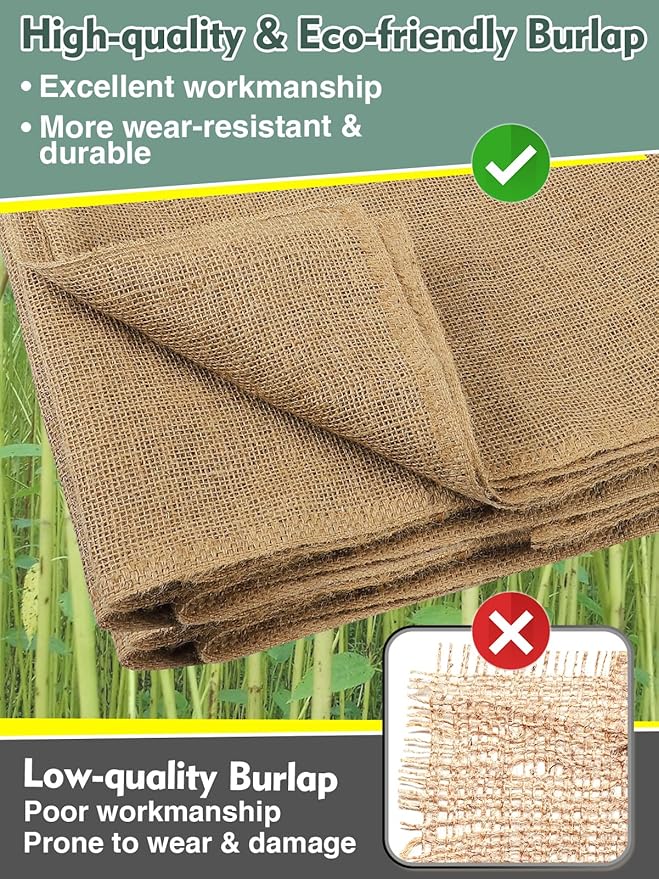 ANPHSIN 50ftx40in Large Burlap Plant Covers Freeze Protection - Winter Frost Blankets Cloth Natural Burlap Fabric Roll for Outdoor Bushes Trees Potted Plants Cold Weather