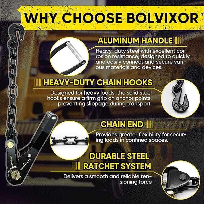 4 Pack Car Tie Down Straps for Trailers - 2" x 96" - 9900LBS Break Strength - Tire Ratchet Straps with Heavy Duty Chain Anchors for Hauling UTV, SUV, Truck, Any Cars