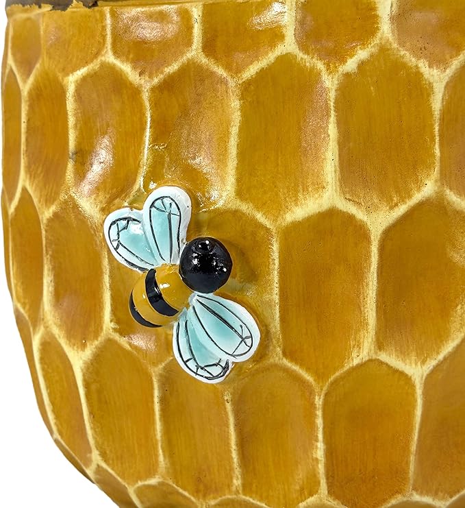 Galt International Honeycomb Stool Side Table w/Bees & Honey Top 17" | Cute Fantasy Yellow Golden Honey Hive Basket Fun Eclectic Home Decor Resin