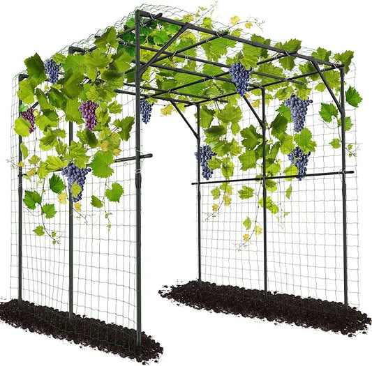 DoCred Large Garden Arch Trellis for Climbing Plants, 79'' H x 79'' L x 79'' W Outdoor Grape Vine Trellises Arch Arbor Gazebo, Grape Trellis for Courtyard and Garden Decoration, Black