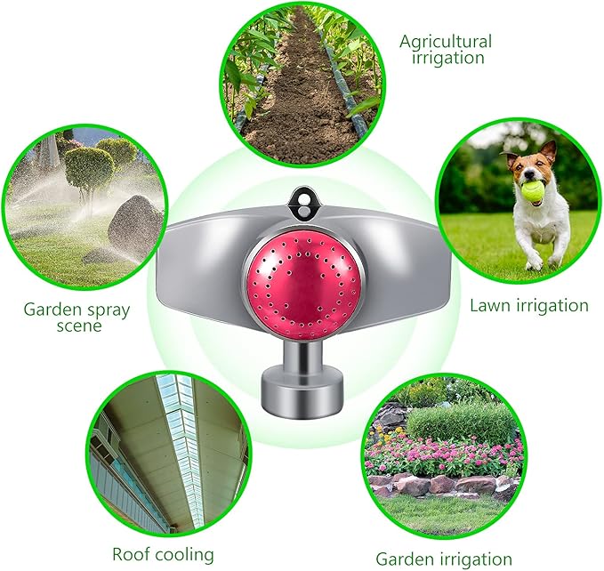 Honoson Metal 360 Degree Circle Pattern Spot Sprinkler for Yard with Gentle Water Flow Adjustable Sprinkler Head for Small Area Lawn Garden Watering(Red,3 Pieces)