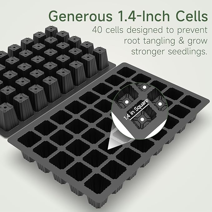 Gardzen 10-Set Garden Propagator Set, Seed Tray Kits with 400-Cell, Seed Starter Tray with Dome and Base 15" x 9" (40-Cell Per Tray)