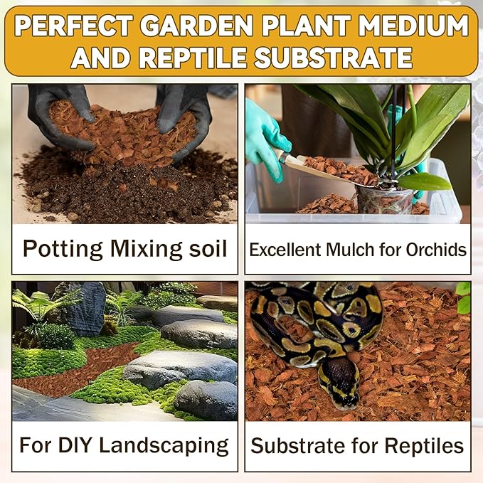 Zeedix 2 Pack Coco Husk Chips for Plants, 100% Organic Coconut Chips Mulch with Low EC & PH Balance, All Purpose for Indoor Plant Flowers Herbs Vegetables, Reptiles Terrarium Tanks Substrate