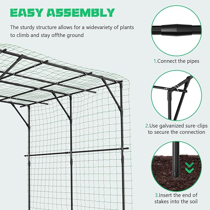 DoCred Large Garden Arch Trellis for Climbing Plants, 79'' H x 79'' L x 79'' W Outdoor Grape Vine Trellises Arch Arbor Gazebo, Grape Trellis for Courtyard and Garden Decoration, Black