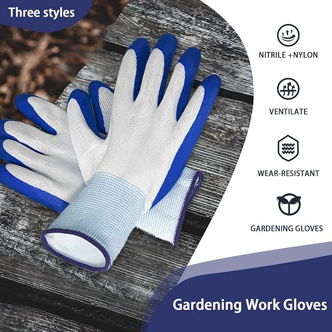 120 Pairs Gardening Work Gloves Bulk for Men Women, Breathable Rubber Coated Garden Gloves for Construction, 9.1 Inch