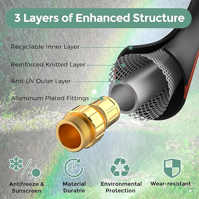 Giraffe Tools Leader Hose 5/8" x 4ft, Custom Length, No Kink, Flexible, Leakproof Water Hose, Double Female Fittings, 600 Burst PSI, 4ft, Black Orange