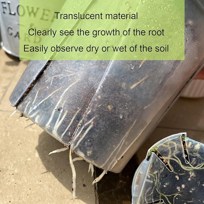 Large Clear pots for Plants, 8 pcs 5/6/7/8 inch Thick Plastic Nursery pots for Plants with Drainage Holes for Monstera Plant Live,Succulents etc - Indoor and Outdoor use