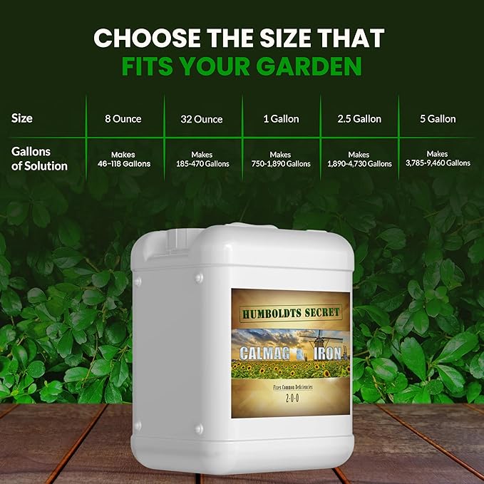 Humboldts Secret CalMag & Iron | Calcium, Magnesium & Chelated Iron Nutrient Fertilizer | Hydroponic Supplies for Vegetative & Flowering Growth in Soil, Coco, Hydroponics or RO Water | 5 Gallon