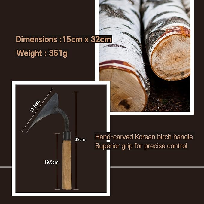 GANGDONG Reinforced Korean Homi Hand Hoe – Premium All-in-One Gardening Tool for Weeding, Digging, Planting & Cutting – Hand-Forged Heavy-Duty Blade – Ideal Gift for Gardeners & Farmers