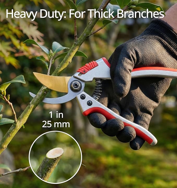 Gardeness Titanium Bypass Pruning Shears- SK5 Steel Garden Clippers For Gardening, Florist cutters-Floral Secateurs with Soft Comfort Grip Handles for Trimming Flowers, Branches, Shrubs and Plants