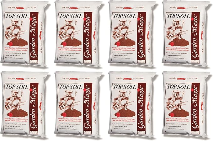 Michigan Peat Garden Magic Indoor and Outdoor Organic Planting Potting Top Soil Blend Mix, 40 Pound Bag (8 Pack)