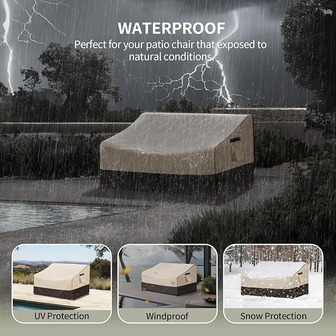 KylinLucky Outdoor Furniture Covers Waterproof, 3-Seater Patio Sofa Cover Fits up to 79W x 37D x 35H inches