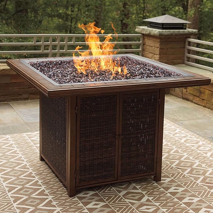 Onlyfire Stainless Steel Square Fire Pit Burner with Pan, 36 Inch DIY Outdoor Propane Firepit Fireplace for Backyard