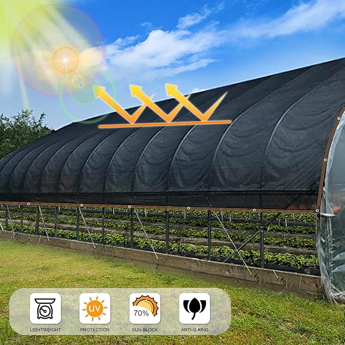 90% Black Shade Cloth,Durable Mesh Tarp with Grommets, Resistant Garden Sun Shade Netting with Taped Edge for Plant Cover, Greenhouse, Patio, Tomatoes, Chicken Coop, Barn Kennel