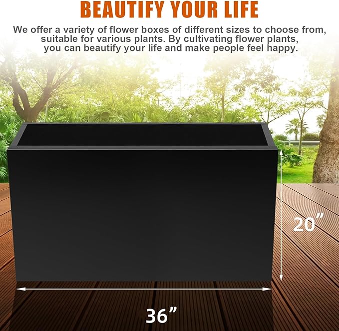 Steel Planter Box 36"x12"x20", Square Metal Planter Box Indoor&Outdoor, Steel Planter Heavy Duty for Commercial and Residential Use
