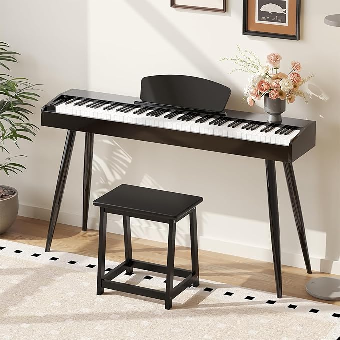 Wood End Table Side Table Tall Seat Stool Dining Stool Wooden Plant Stand Indoor Bedside Table Nightstand Plant Table Bathroom Flower Pot Stand for Living Room Bedroom Kitchen (Black)